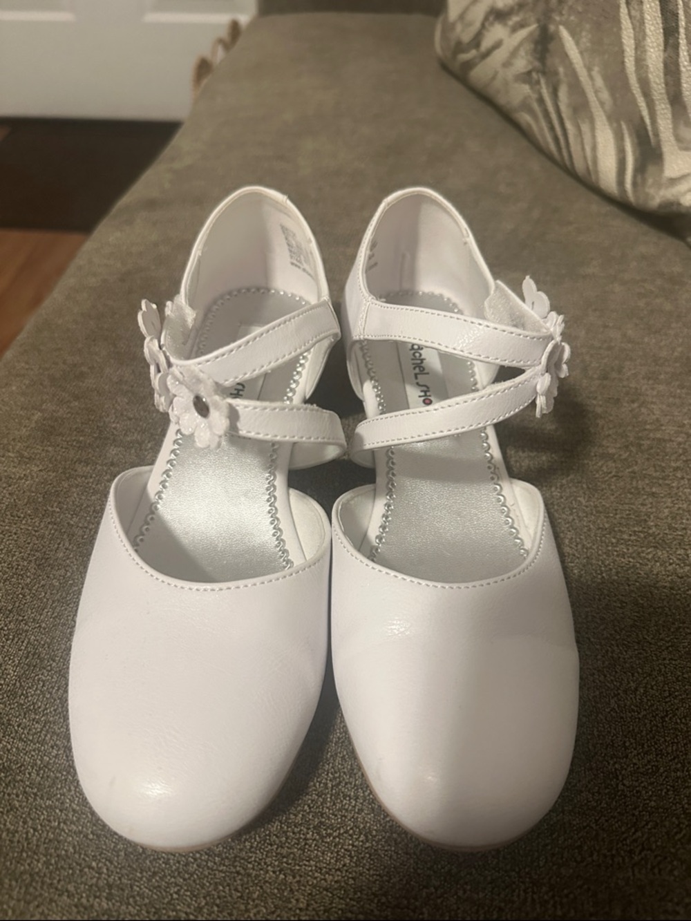 Rachel Shoes White Girls Floral Strap Dress Shoes